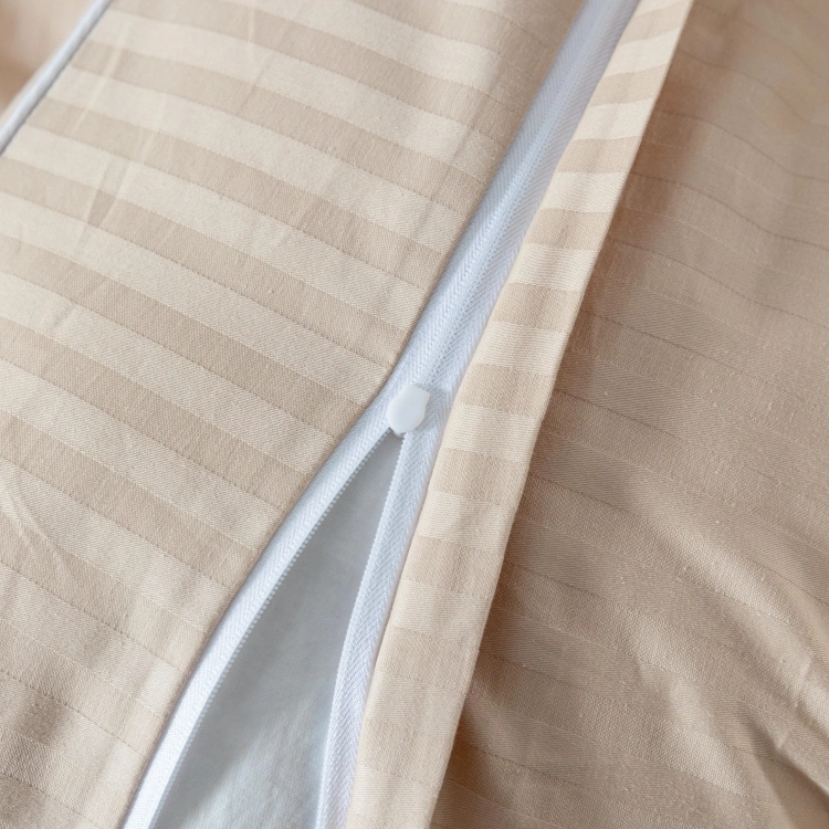 Beżowa bawełniana pościel hotelowa adamaszek z bizą 200x220 Mariot