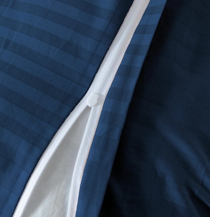 Granatowa bawełniana pościel hotelowa adamaszek z bizą 160x200 Mariot