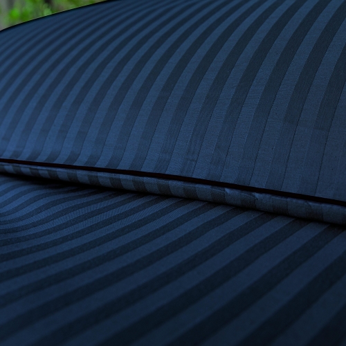 Granatowa bawełniana pościel hotelowa adamaszek z bizą 140x200 Mariot