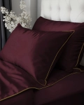 Ekskluzywna bordowa pościel hotelowa z makosatyny z bizą 200x220 