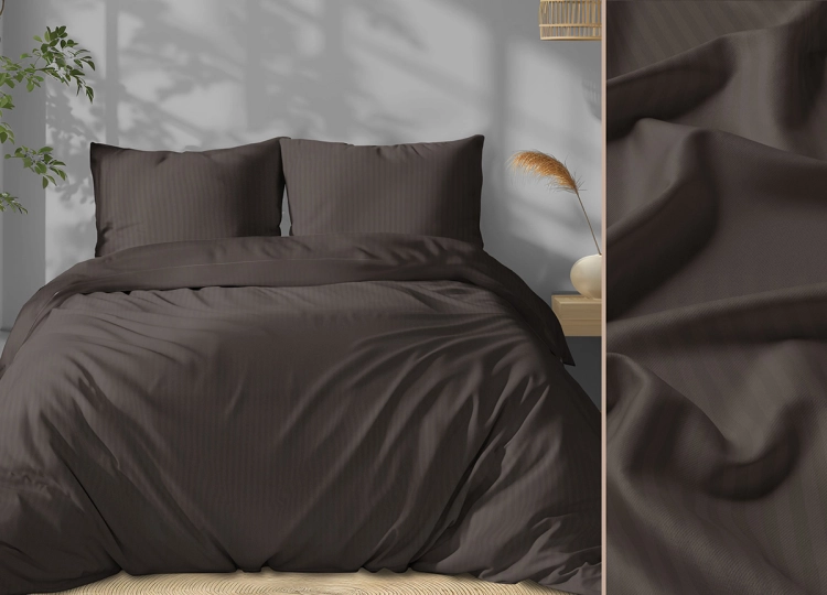 Luksusowa czekoladowa pościel hotelowa z adamaszku 100% bawełna 180x200
