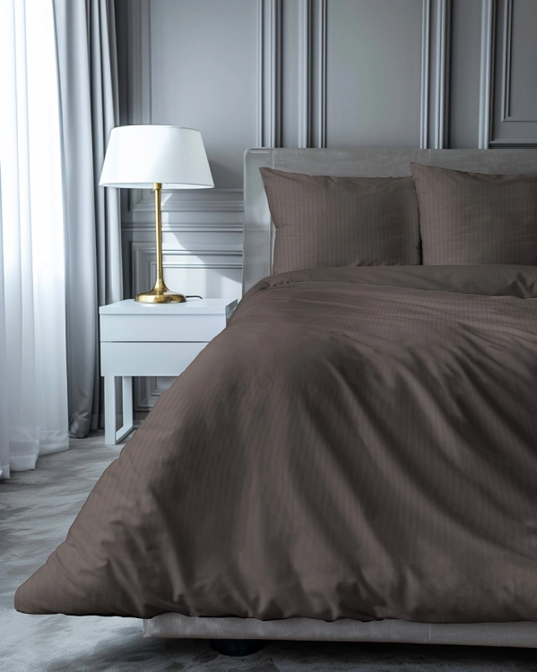 Luksusowa czekoladowa pościel hotelowa z adamaszku 100% bawełna 180x200