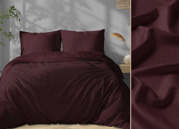 Luksusowa wino pościel hotelowa z adamaszku 100% bawełna 180x200