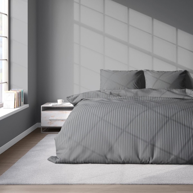 Luksusowa ciemno szara pościel  160x200 hotelowa z adamaszku 100% bawełna