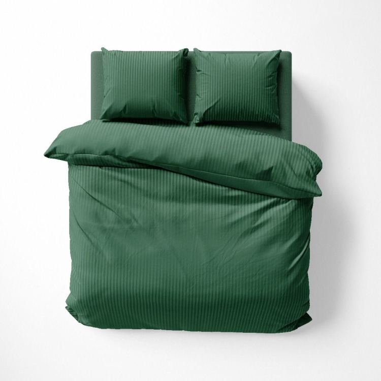 Luksusowa butelkowa zieleń pościel 160x200 hotelowa z adamaszku 100% bawełna