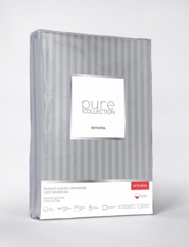 Luksusowa grafitowa pościel 140x200 hotelowa z adamaszku 100% bawełna