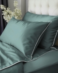 Ekskluzywna miętowa pościel hotelowa z makosatyny z bizą 140x200