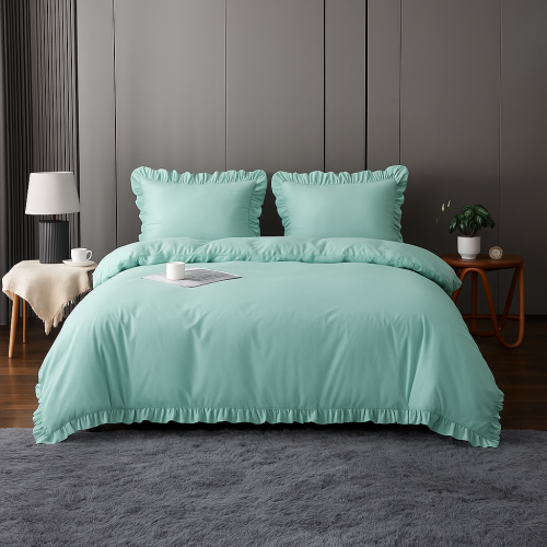 Elegancka,pościel glamour w falbanki 160x200 miętowa