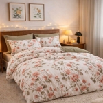 Bawełniana dwustronna pościel w kwiaty 200x220