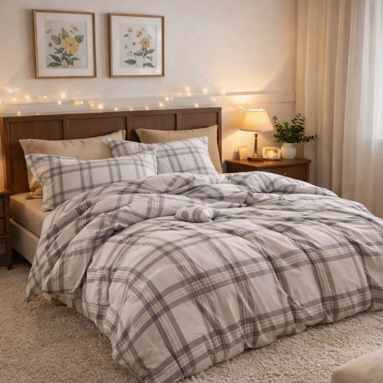 Bawełniana dwustronna pościel w kratę 200x220