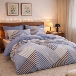 Bawełniana dwustronna pościel geometryczna granatowa 200x220