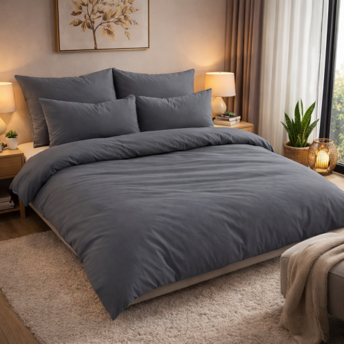 Gładka grafitowa pościel Classic 200x220