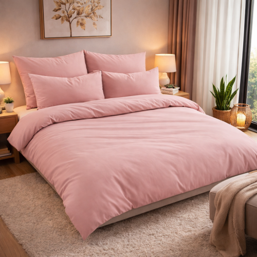 Gładka różowa pościel 160x200 Classic