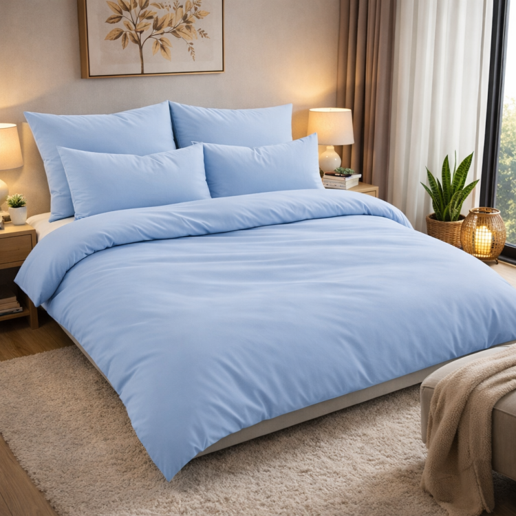 Gładka błękitna pościel 160x200 Classic