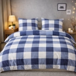 Biała dwustronna pościel w niebieską kratę 160x200
