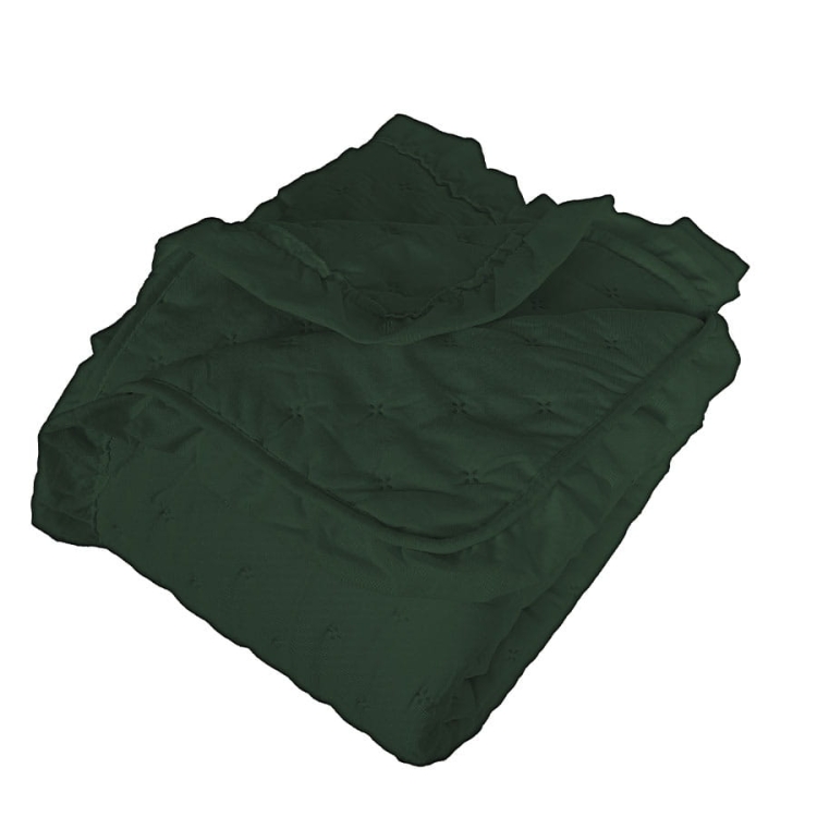 Butelkowa zieleń narzuta z falbaną Soft Grace gruba i mięciutka