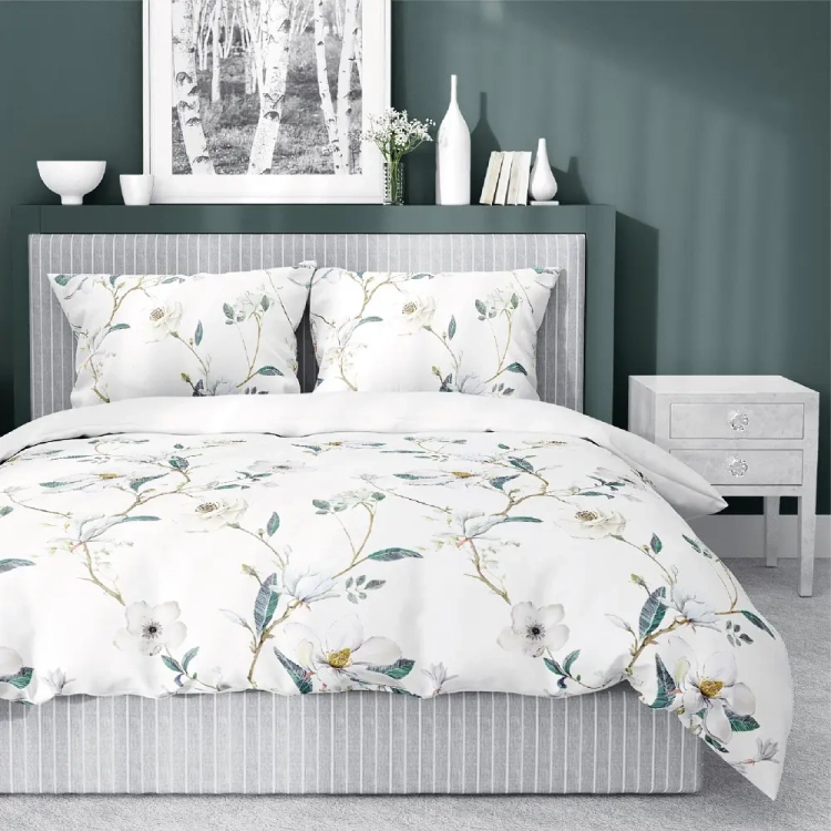 Bawełniana pościel 220×200 kremowa w Kwiaty 4070B Home Satin