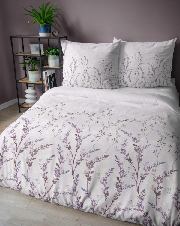 Bawełniana pościel 220×200 lawendowe gałązki 5475A Home Satin