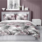 Bawełniana pościel 220×200 biała w liście palmowe 5479B Home Satin