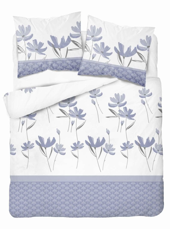 Bawełniana pościel 220×200 biała w lawendowe kwiaty 5489A Home Satin