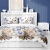Bawełniana pościel 220×200 biała w niebieska łąkę 5537B Home Satin