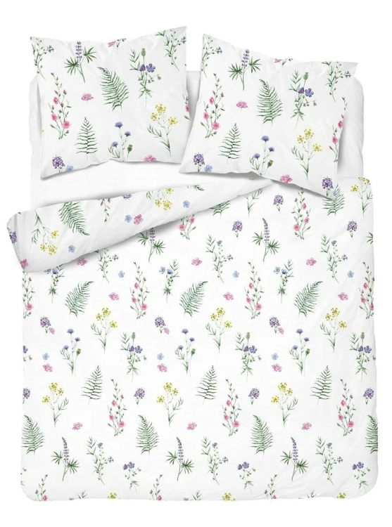 Bawełniana pościel 220×200 biała wiosenna w kwiaty 5207B Home Satin