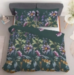 Bawełniana pościel 220×200 ciemnozielona w kwiaty 5808A Home Satin
