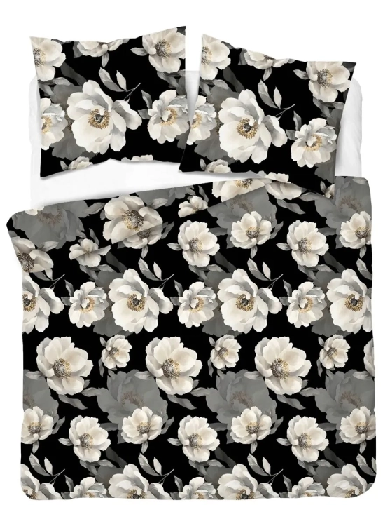 Bawełniana pościel 220×200 czarna w kwiaty 5840A Home Satin