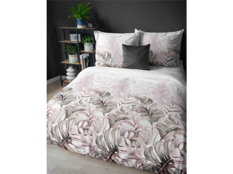 Bawełniana pościel 160×200 biała w liście palmowe 5479B Home Satin
