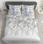 Bawełniana pościel 160×200 białą w niebieskie wiszące kwiaty 5810A Home Satin
