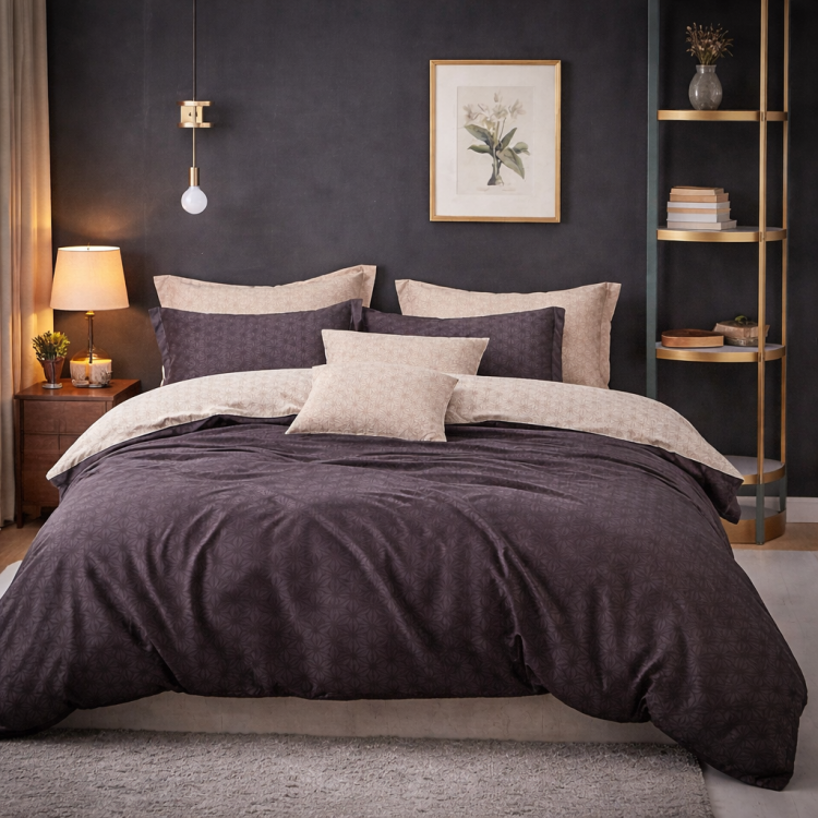 Grafiowa dwustronna pościel we wzory 160x200