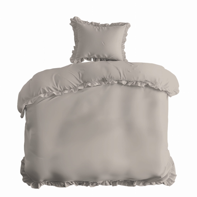 Beżowa bawełniana pościel z falbaną 140x200