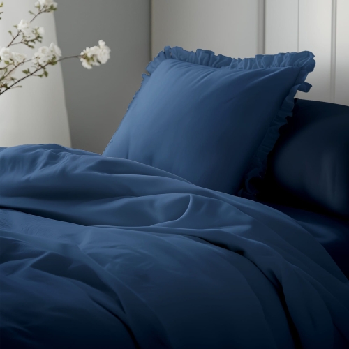 Denim bawełniana pościel z falbaną 140x200