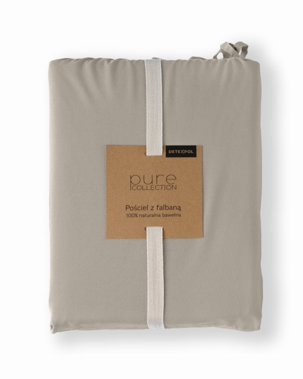Taupe bawełniana pościel z falbaną 140x200