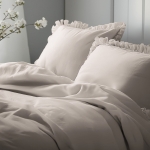 Beżowa bawełniana pościel z falbaną 160x200