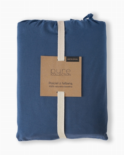 Denim bawełniana pościel z falbaną 160x200