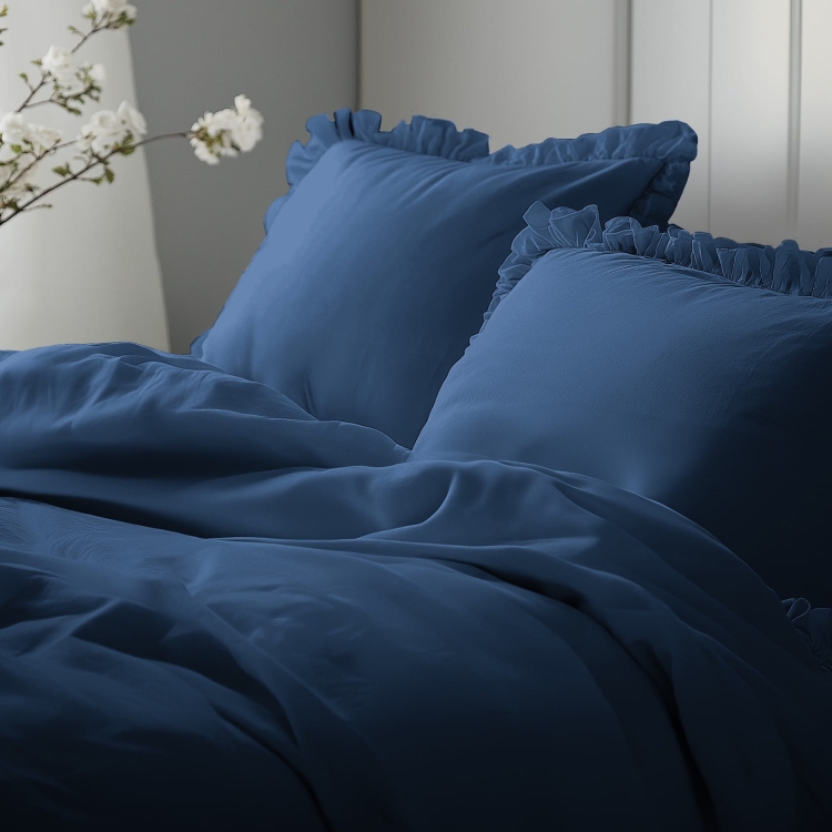 Denim bawełniana pościel z falbaną 160x200