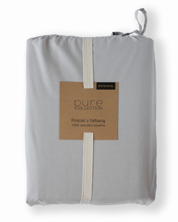 Jasno szara bawełniana pościel z falbaną 160x200