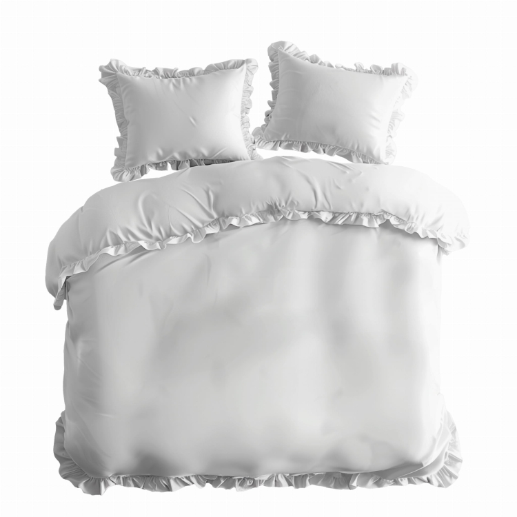 Biała bawełniana pościel z falbaną 220x200