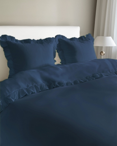 Denim bawełniana pościel z falbaną 220x200