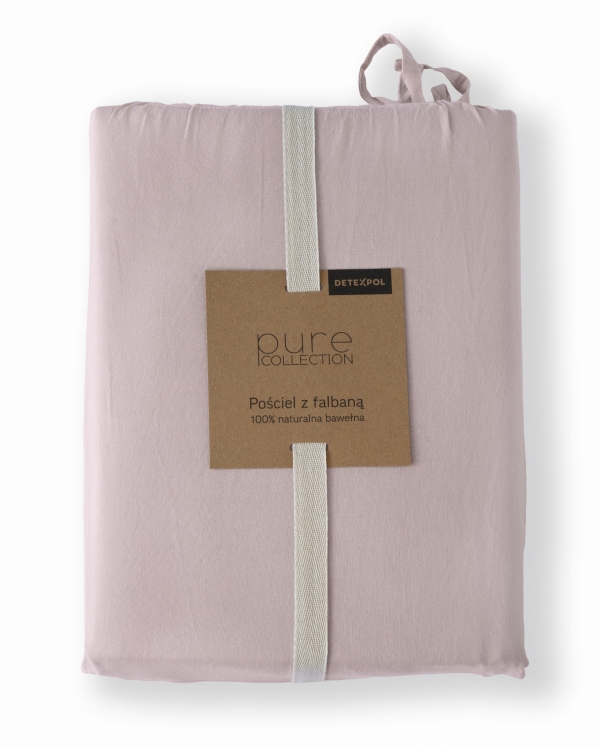 Różowa bawełniana pościel z falbaną 220x200