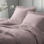Różowa bawełniana pościel z falbaną 220x200 