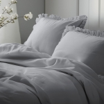 Jasno szara bawełniana pościel z falbaną 220x200  