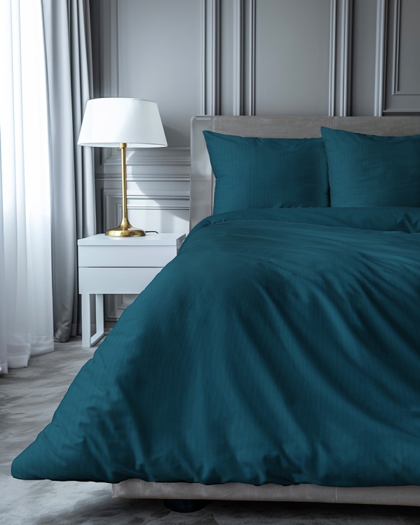 Luksusowa turkusowa pościel hotelowa z adamaszku 100% bawełna 160x200