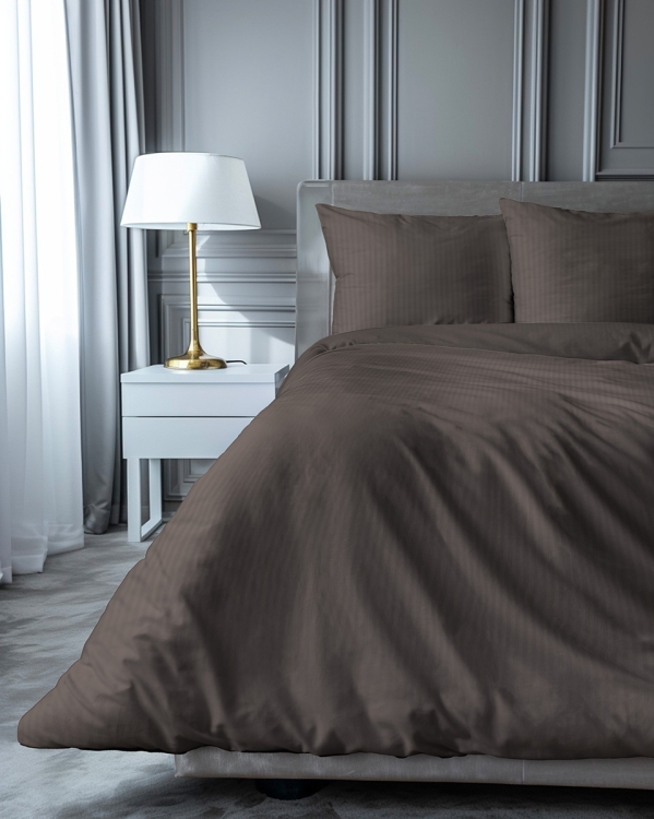 Luksusowa czekoladowa pościel hotelowa z adamaszku 100% bawełna 220x200