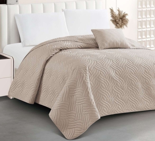 Narzuta tłoczona na łóżko beżowa 200x220
