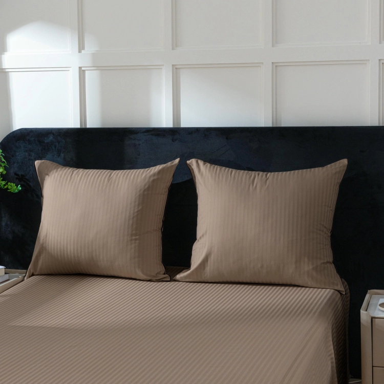 Czekoladowa bawełniana pościel hotelowa adamaszek z bizą 160x200 Mariot