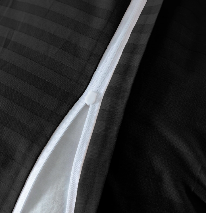 Czarna bawełniana pościel hotelowa adamaszek z bizą 160x200 Mariot