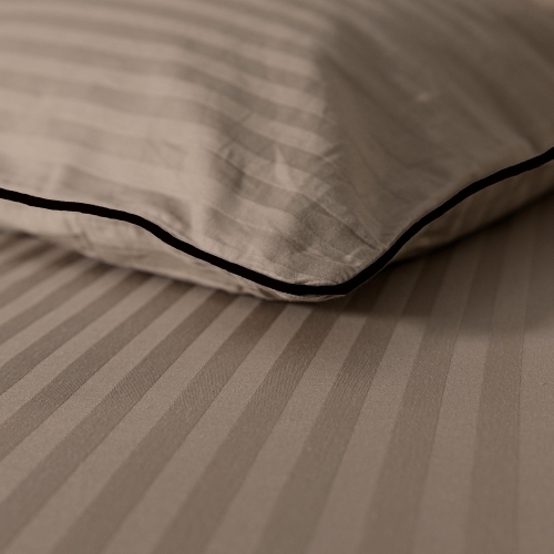 Czekoladowa bawełniana pościel hotelowa adamaszek z bizą 160x200 Mariot