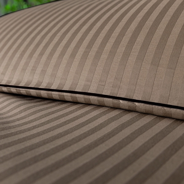 Czekoladowa bawełniana pościel hotelowa adamaszek z bizą 160x200 Mariot